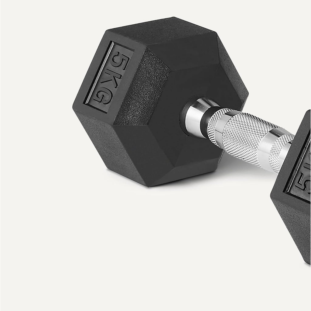 Amazon Basics Rubber Encased Hex Dumbbell Weights Set