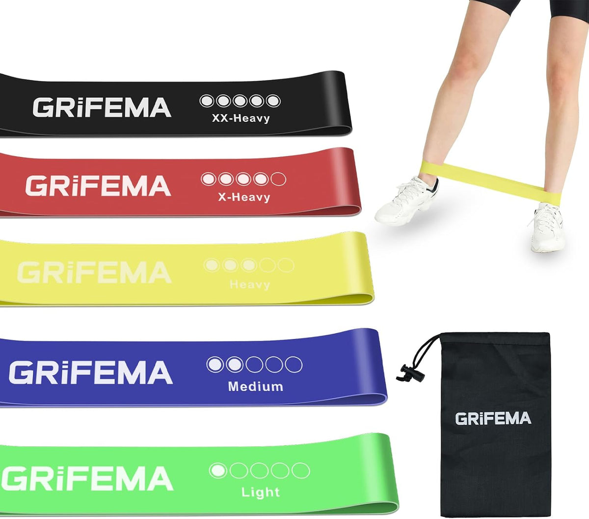 GRIFEMA GAK5001 Resistance Bands Set of 5 – Stretch Bands Home Gym Yoga