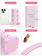 6FT Power Strip Tower with Wireless Charger,Surge Protector with 12 Outlets