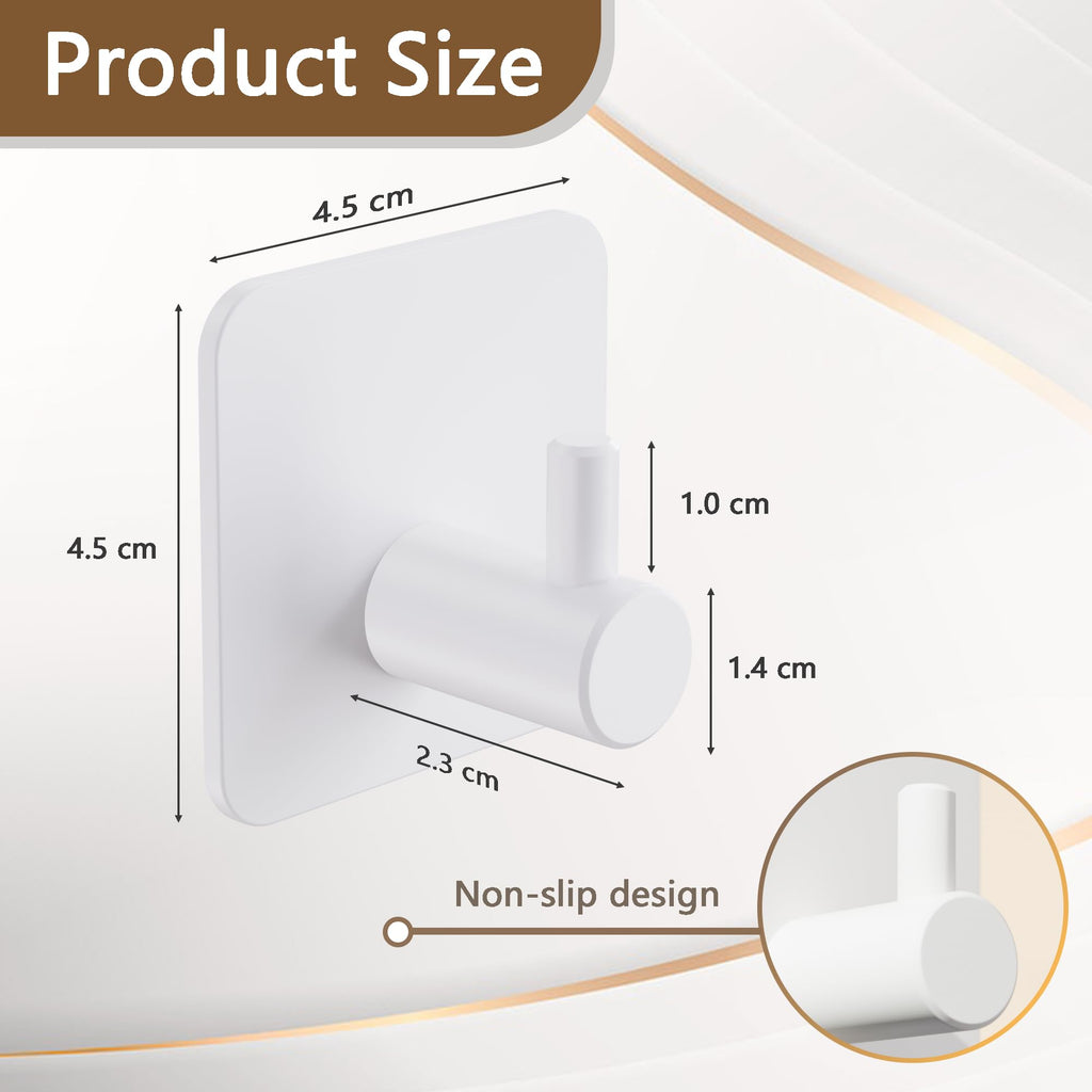 Aikzik Strong Self Adhesive Hooks - 6 Pack Heavy Duty 8kg(Max), Stainless Steel Sticky Hooks for Hanging for Towel, Coat, Robe, Stick on Bathroom, Kitchen, Door and Wall, Black