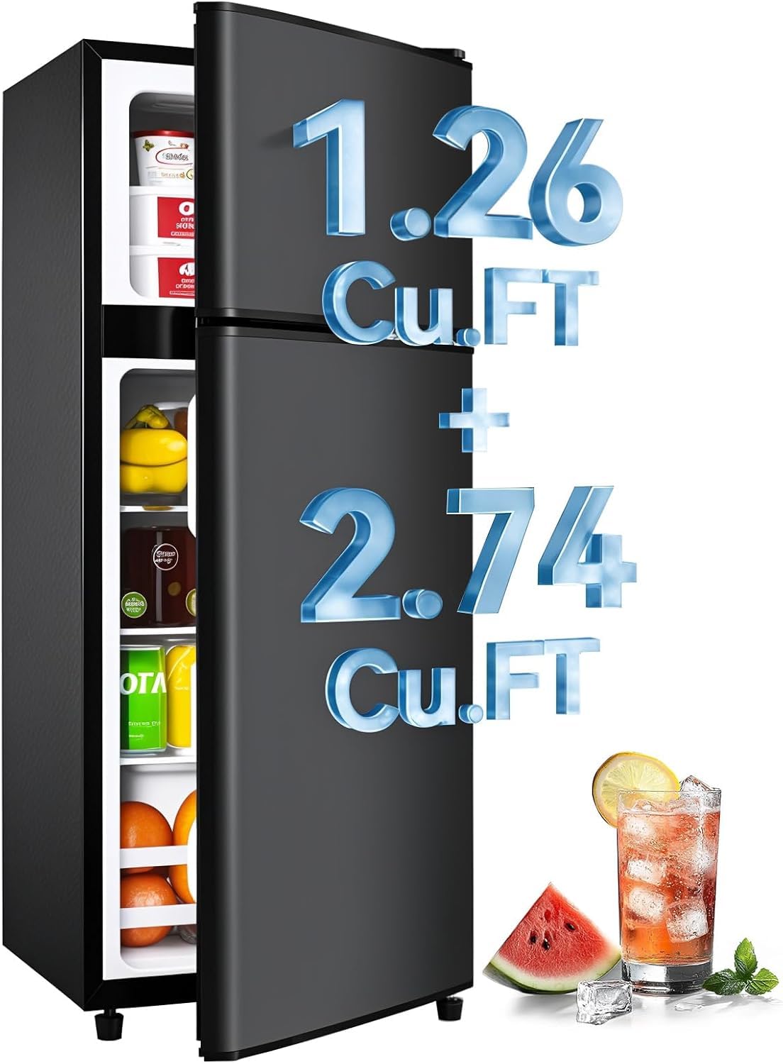 Anypro 4.0 Cu.Ft Fridge with Bottom Freezer, 2 Door Refrigerator with Drawer, 7 Level Temperatures and Adjustable Shelves for Bedroom, Dorm, Office, Apartment, Silver