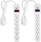 Amazon Basics Surge Protector Power Strip, 6-Outlet with 200J Protection, Circuit Breaker, LED Indicator, On/Off Switch, Wall-Mounting, 2ft Extension Cord, White, 2-Pack