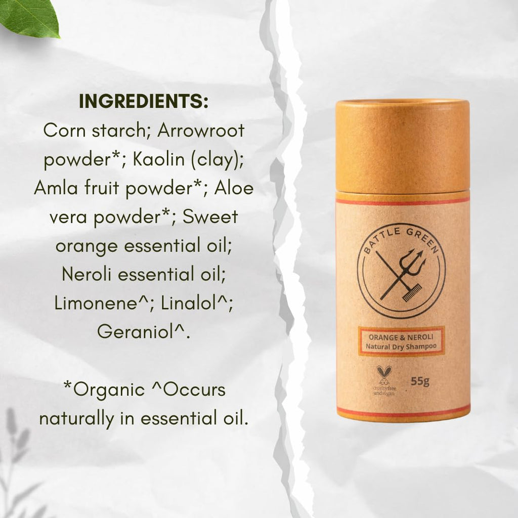 Battle Green Natural Dry Shampoo Powder 55g Tube (Mint and Tea Tree)