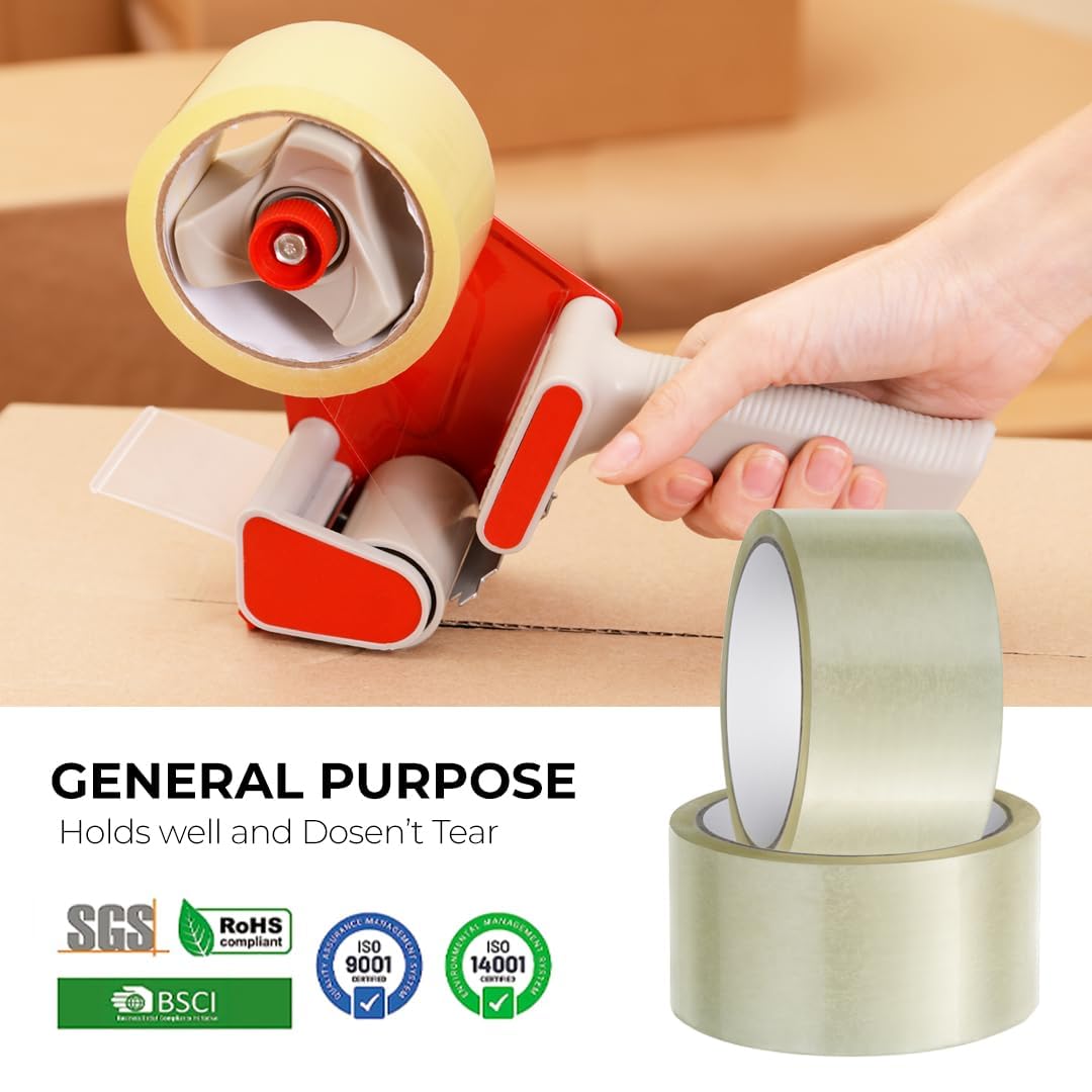 3 Rolls Clear Parcel Tape, 48mm X 66m, Strong Heavy Duty & Low Noise Packing Tape for Packing Boxes, Moving Boxes, and Secure Packaging