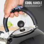 2.5L Stainless Steel Whistling Kettle - Suitable for Fishing, Camping, Hiking, Indoor & Outdoor | Camping Kettle for Gas Stove, Electric Stove, Camp Fire | Lightweight, Fast Boil, Phenolic Handle