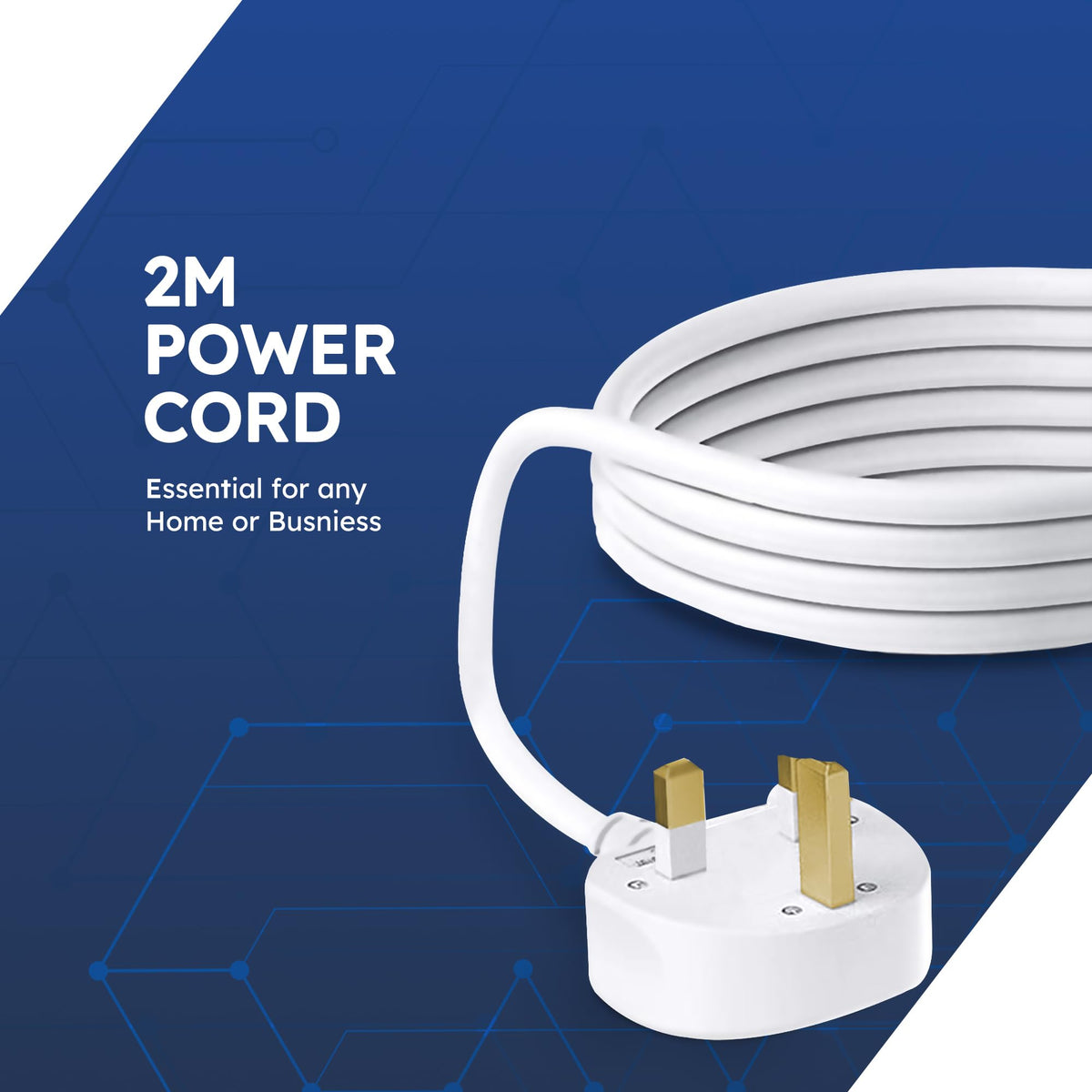 DESIRETECH White Electric Extension Lead - 6 Gang, 1 Metre Cable with UK Plug & 3 Pin Socket - Wall Mountable & Multi Socket Mains Strip for Home, Bedroom, Kitchen, & Office (1 Pack)