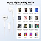 2 Pack [Apple MFi Certified] Wired Earphones for iPhone 14 13 12 11 Pro Max