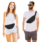 MAXTOP Large Bumbag Waist Fanny Pack Running Belt for Men Women Unisex Bum Bag with Headphone Jack and 4-Zipper Pockets Adjustable Belt for Travel Running Jogging Workout Hiking Gifts All Black