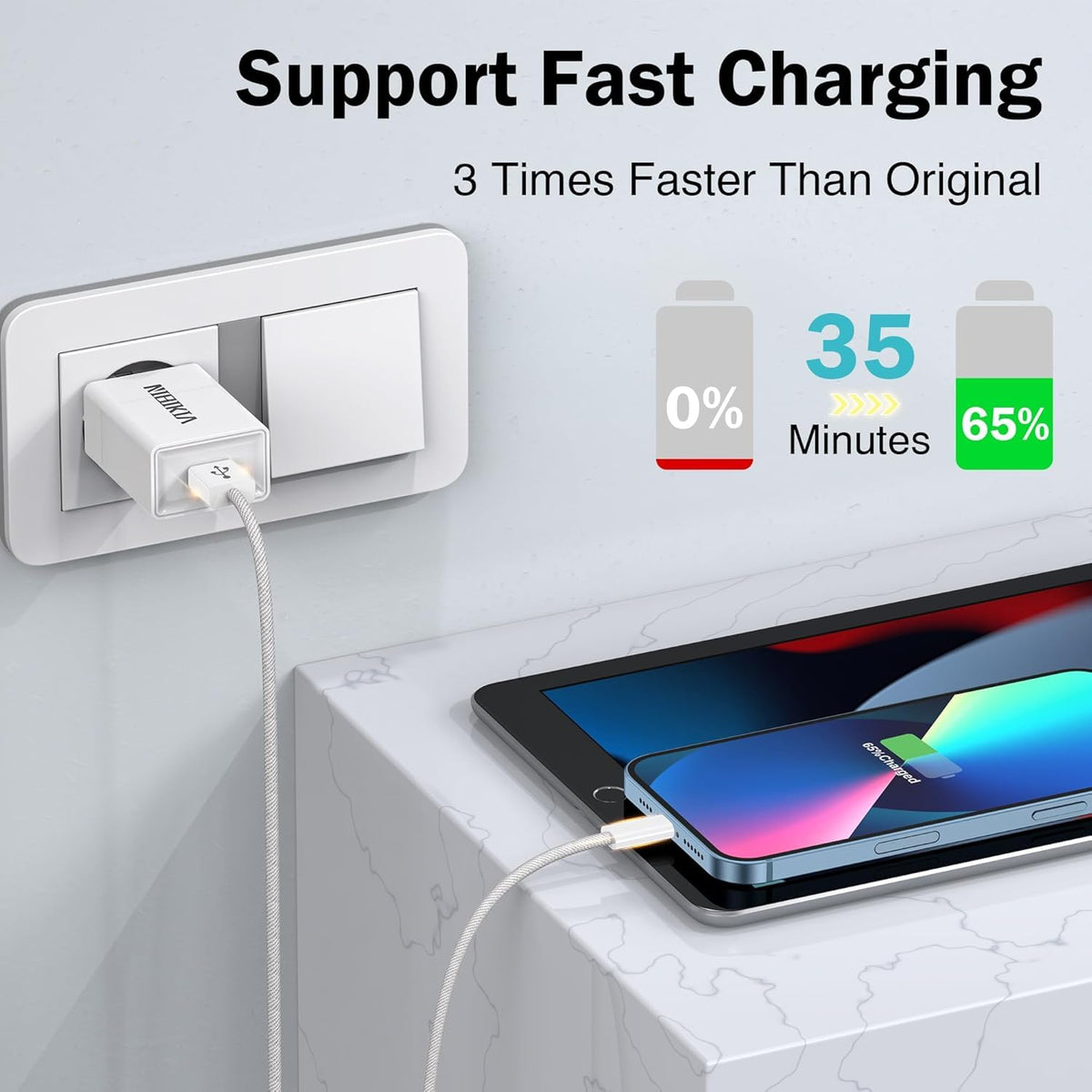 NIBIKIA iPhone Charger Cable 2Pack 1M [Apple MFi] USB to Lightning Cable