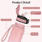 EYQ 1L Water Bottle, 1 Litre Water Bottle with Straw, 32oz Leak-Proof Motivational Sports Drinks Bottle with Time Marker, Tritan BPA-Free, Drinking Waterbottles for Gym Outdoor Sports