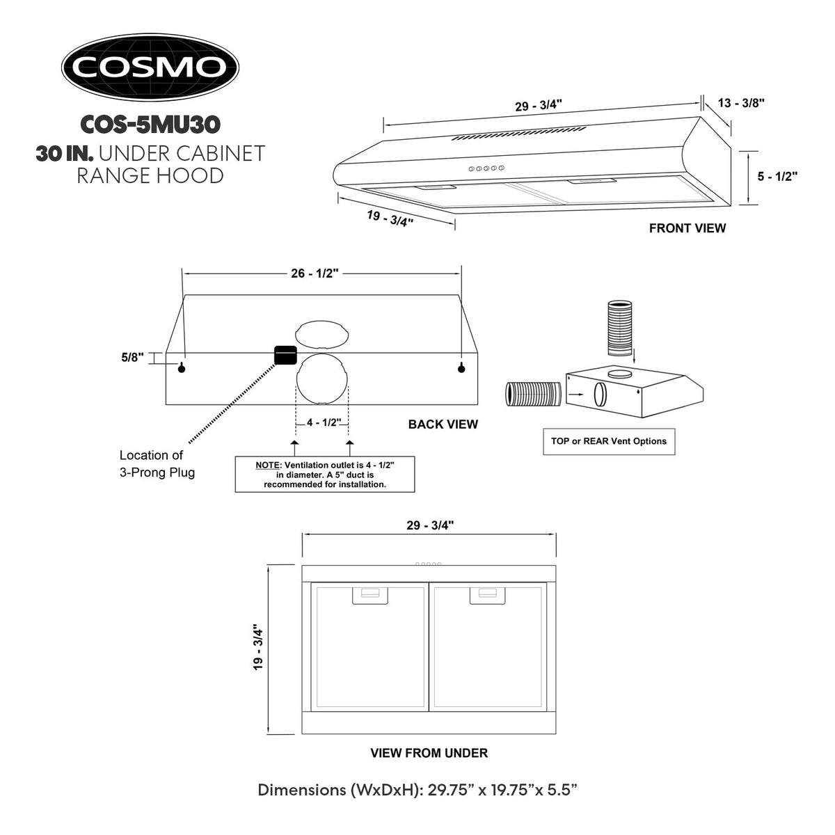 36 in. Delta Coll Ducted Under Cabinet Range Hood, Mesh Filters, Stainless