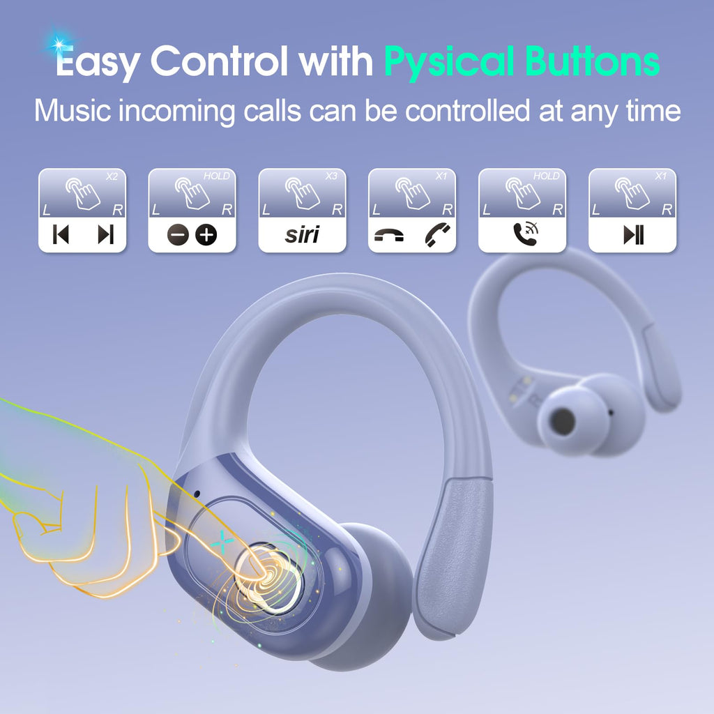 Aptkdoe Wireless Earbuds 75H Bluetooth 5.4 Sport Headphones with Earhooks