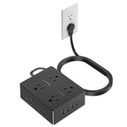 Olcorife Flat Plug Power Strip with 15 FT Extension Cord, 8 Outlets 4 USB Ports(1 USB C), 3 Sided Outlet Extender for Home Office Travel Dorm Room Essentials, White