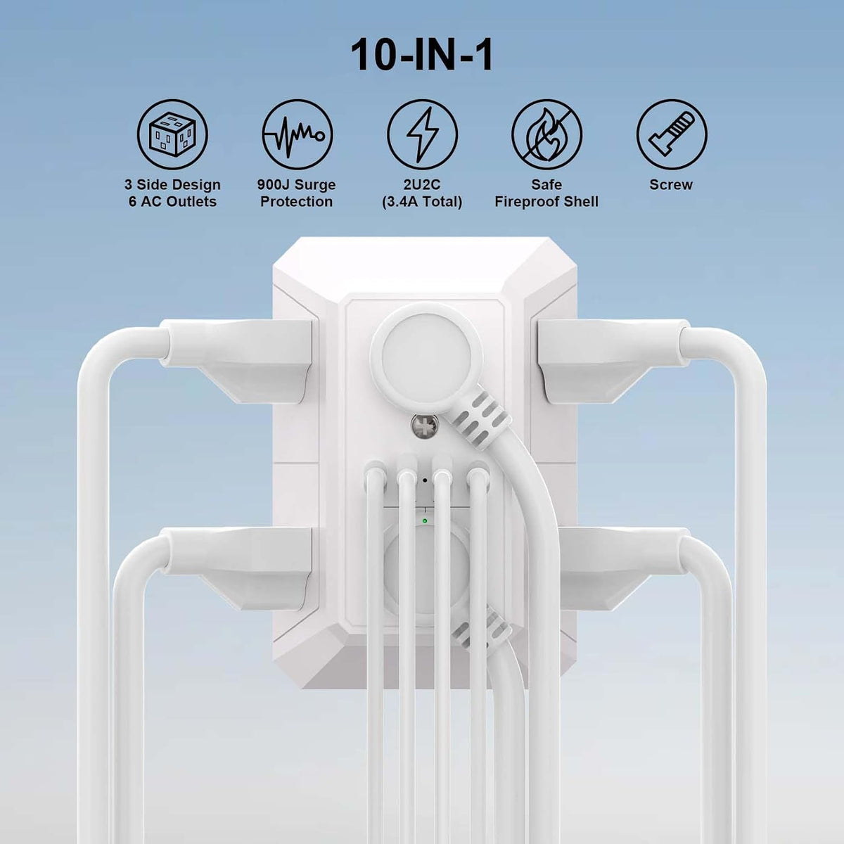 Multi Plug Wall Outlet Surge Protector with 6-Outlet & 4 USB Ports(2USB-C)