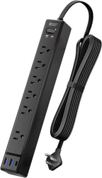 SUPERDANNY 6Ft Thin Extension Cord, Flat Plug Surge Protector Power Strip