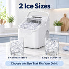 Electactic Portable Ice Maker Countertop,8 Bullet Ice in 6 Mins,2 Ice Size