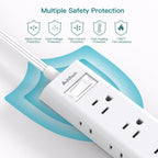 Flat Plug Power Strip, Ultra Thin Flat Extension Cord - 12 Outlets 3 Sides
