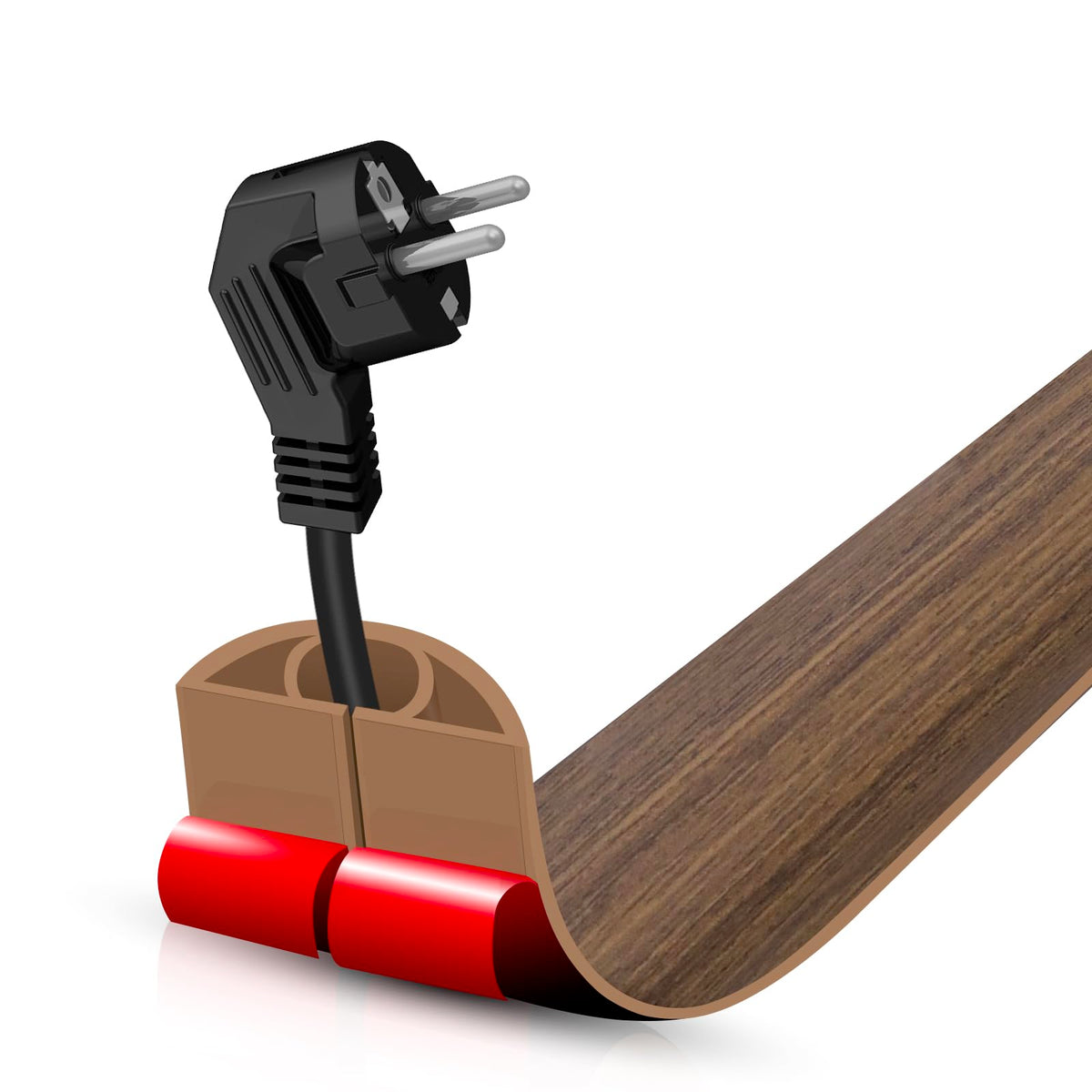 Floor Cord Cover Self Adhesive Cord Hider,3.3FT Cable Management, Extension Strip Protector for Wires, Prevent Cable Trips for Offices, Gyms, Exhibitions Cavity:0.3"(W) x 0.28"(H) Brown Wood