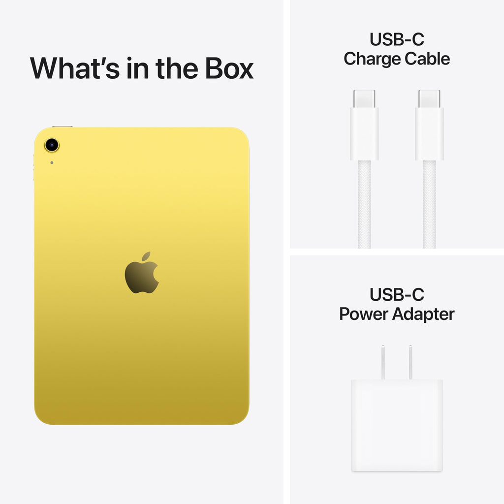 Apple iPad 11-inch: A16 chip, 11-inch Model, Liquid Retina Display, 128GB, Wi-Fi 6, 12MP Front/12MP Back Camera, Touch ID, All-Day Battery Life — Yellow with AppleCare+ (2 Years)