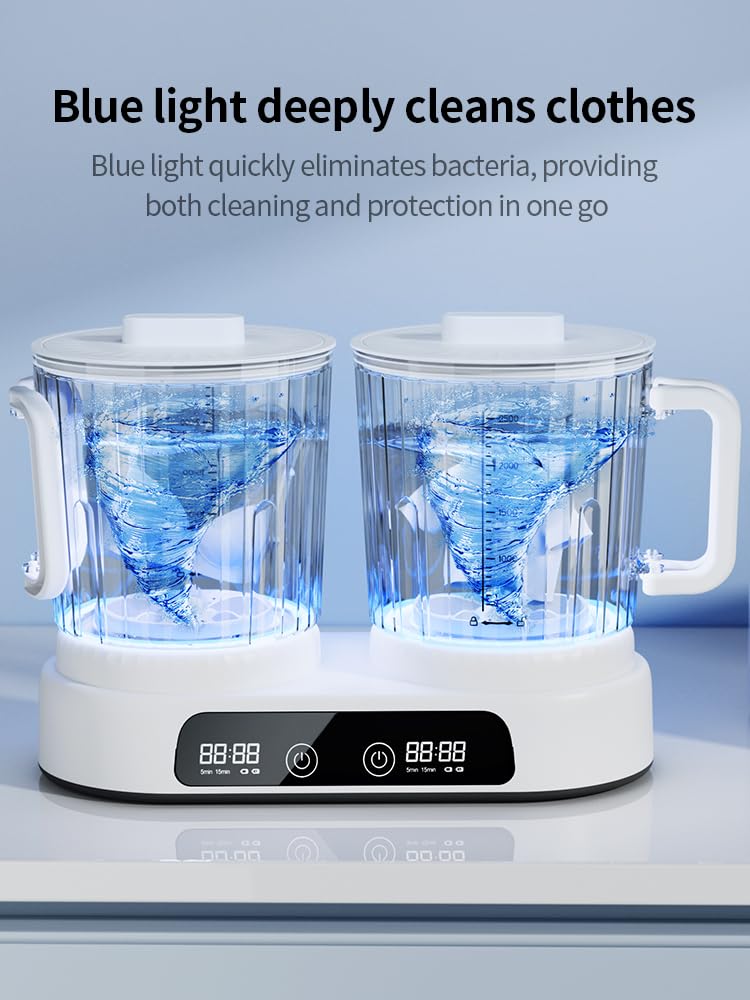 Portable Mini Washing Machine, Rechargeable Underwear Washing Machine Makeup Brush Cleaner Machine Small Clothes Mini Washer for Home, Hotel, Travel and Camping (Cream)
