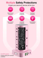 6FT Power Strip Tower with Wireless Charger,Surge Protector with 12 Outlets