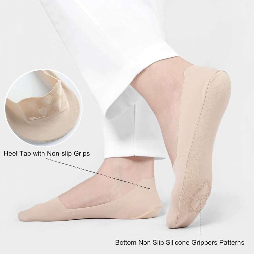 No Show Trainer Socks Womens, Non Slip Invisible Socks for Ladies