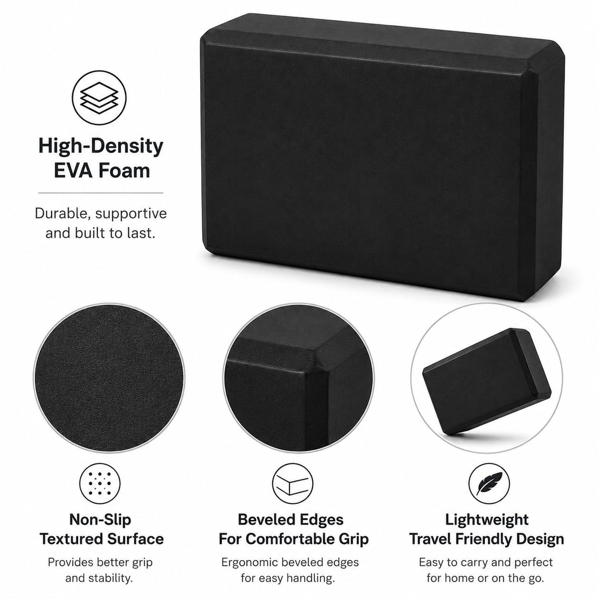 EXERZ Yoga Blocks 2pcs Gym Bricks -Comfortable Fitness Yoga Bricks, Anti-Slip, Lightweight and Travel Friendly Pilates Practice