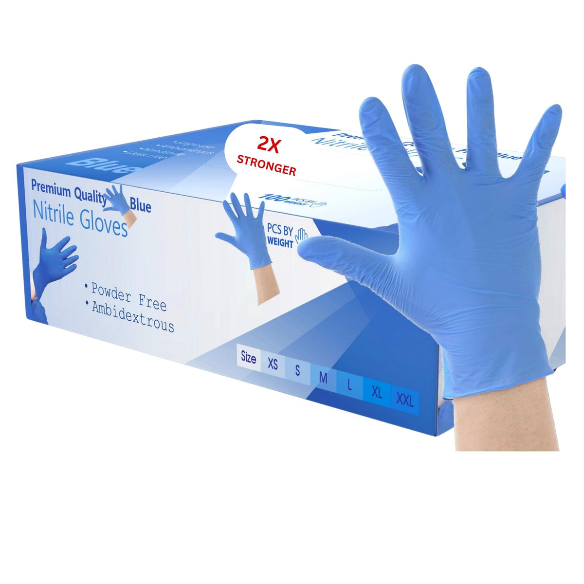 200 Disposable Nitrile Gloves Medium Blue – Medical Examination Powder-Free Latex-Free Strong Durable Tear-Resistant for Healthcare, Dental, Food, Cleaning, Automotive & Industrial Use (Medium)