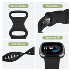 AK Straps for Fitbit Sense 2/Fitbit Sense/Fitbit Versa 4/Fitbit Versa 3 Straps for Women Men,Silicone Sport Classic Soft Replacement Straps Compatible with Fitbit Versa 3/Versa 4/Sense/Sense 2