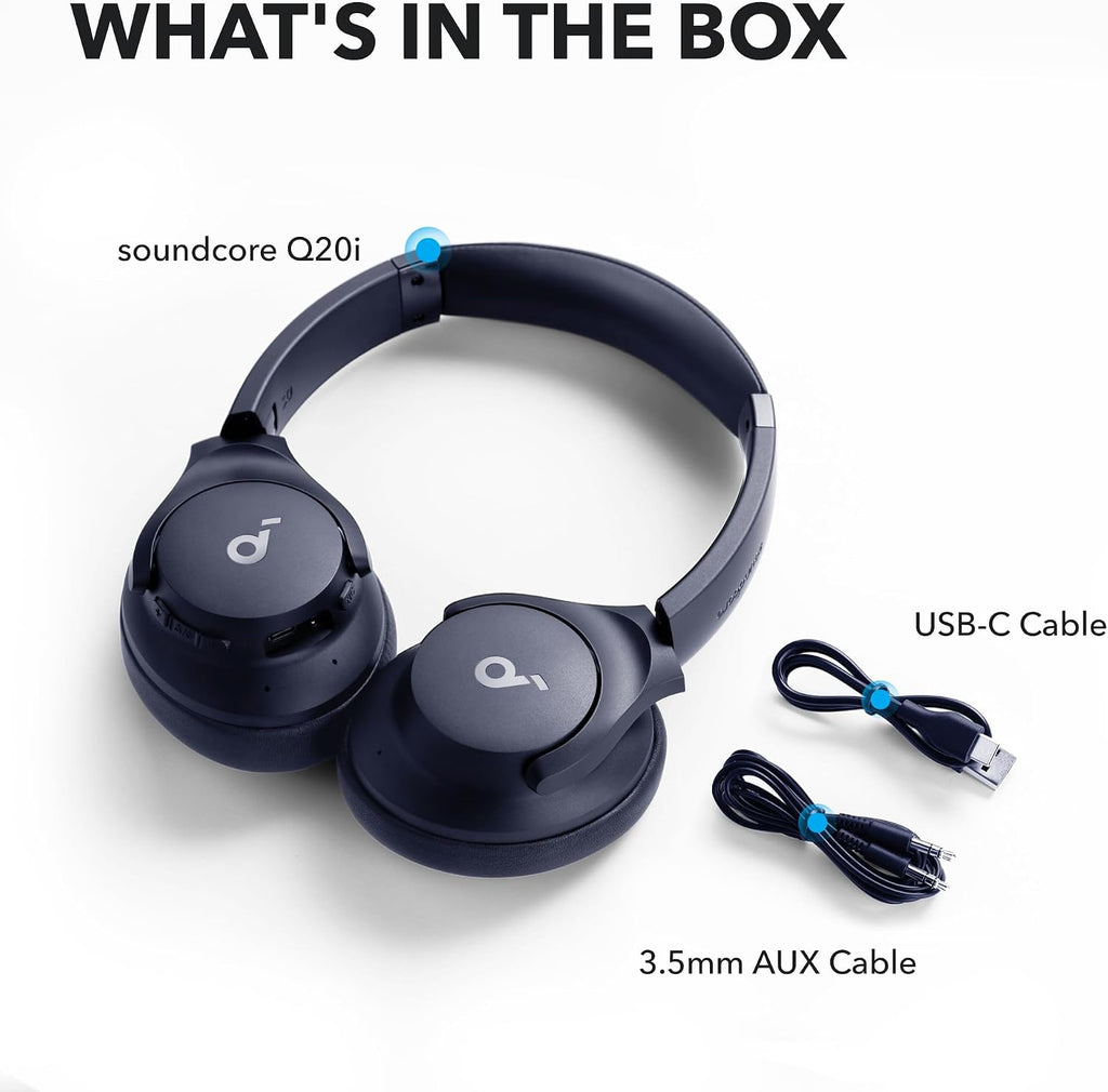 Soundcore by Anker Q20i Headphones with Protective Case, Blue, Bundle