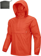 Outdoor Ventures Men's Waterproof Rain Jacket Packable Hooded Pullover