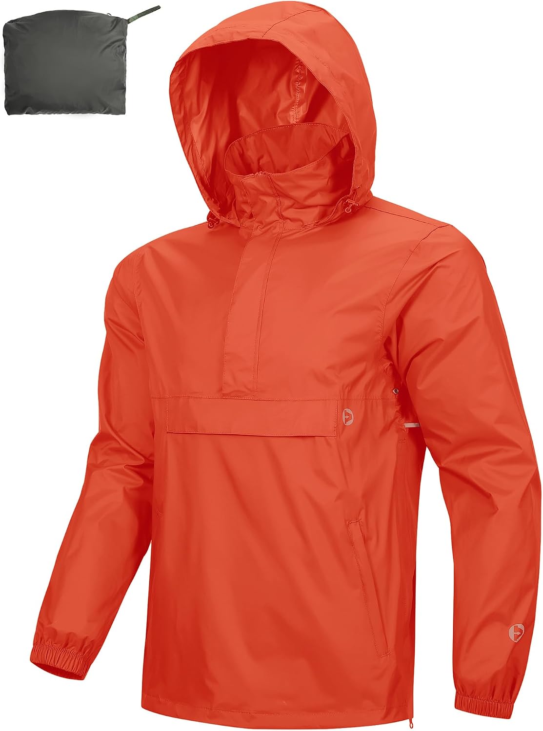 Outdoor Ventures Men's Waterproof Rain Jacket Packable Hooded Pullover