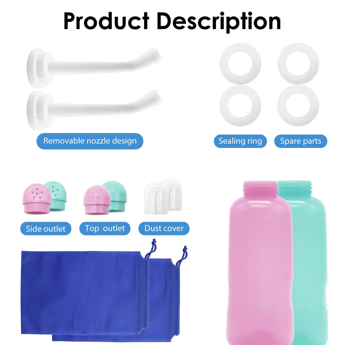 Portable Bidet 2 Pack, RUFCRIL 500ml Peri Bottle Postpartum, Boilable TPE