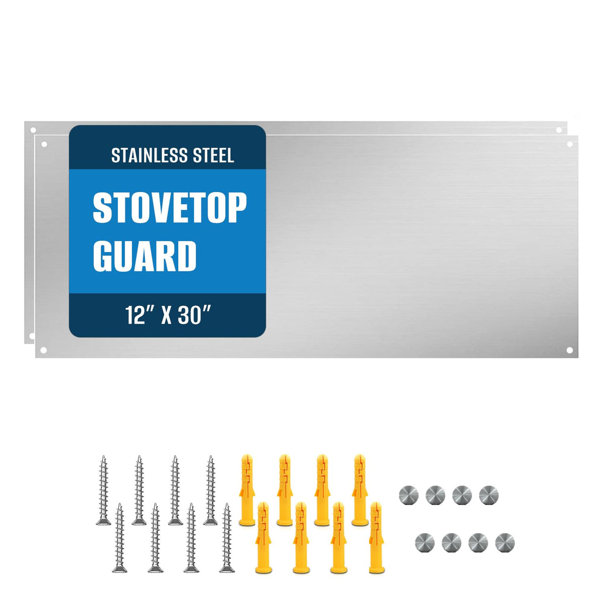 2-Pack 24" By 30" Stainless Steel Stove Backsplash, Reversible Ultra Flat Splatter Guard Range Hood Backsplash, Easy Clean Wall Shield Metal Panel