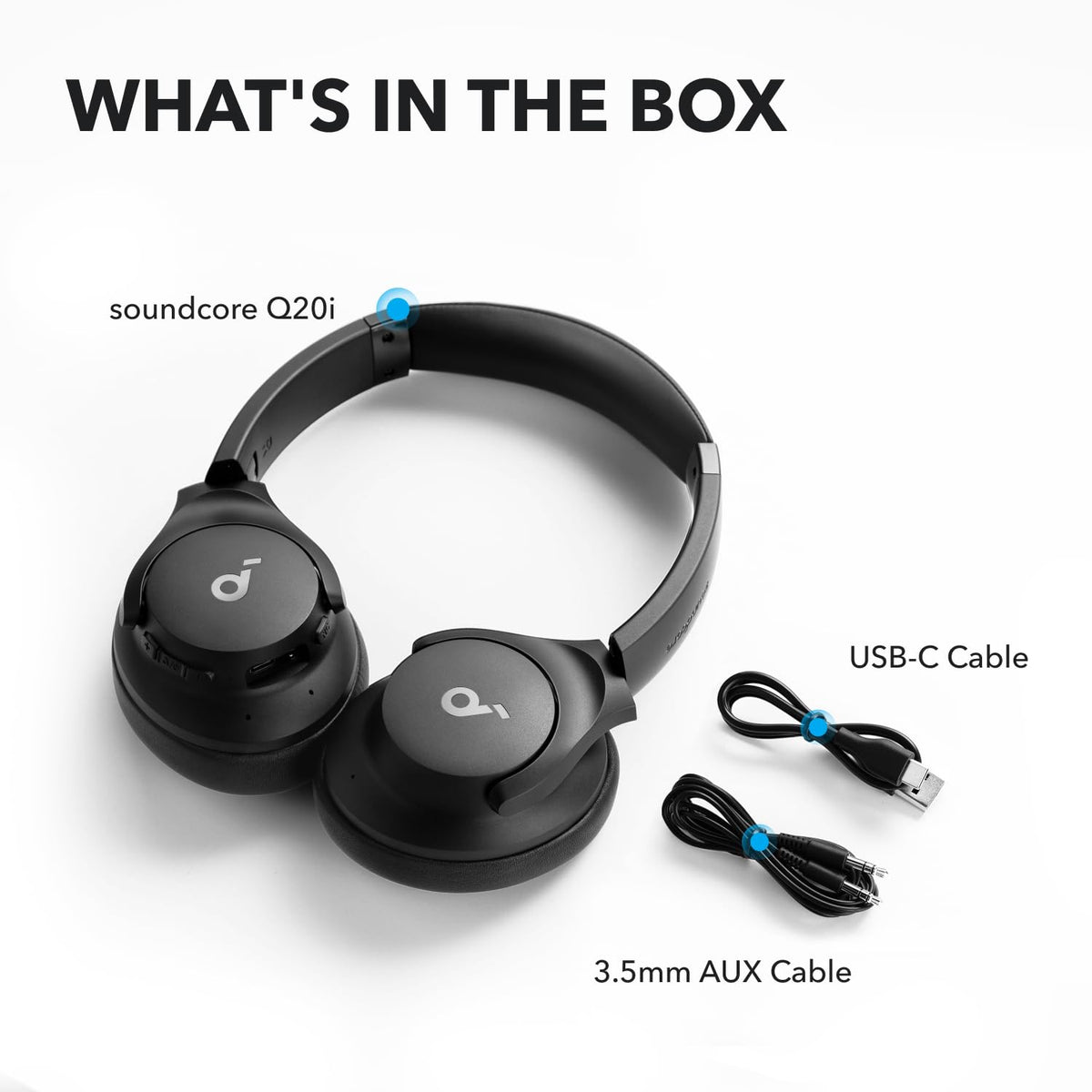 Soundcore by Anker Q20i Headphones with Protective Case, Blue, Bundle