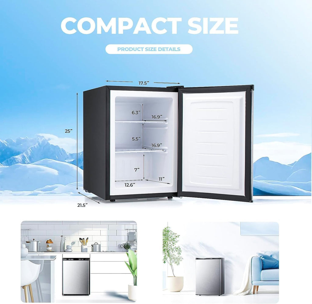 Electactic 3.2 Cu.ft Small Freezer, Mini Upright Freezer, White
