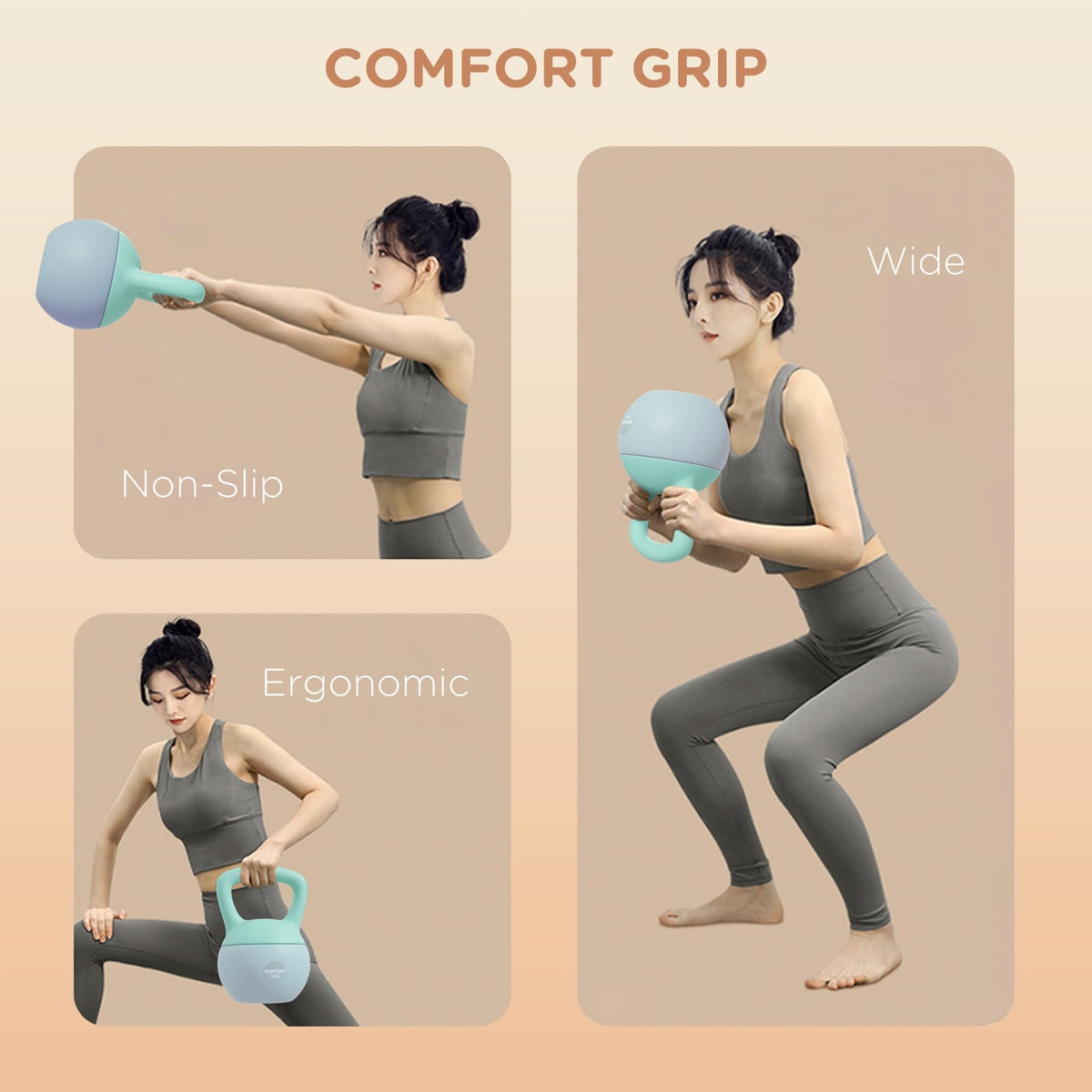 SPORTNOW 4/6/8/10/12kg Soft Kettlebell with Non Slip Handle Grey