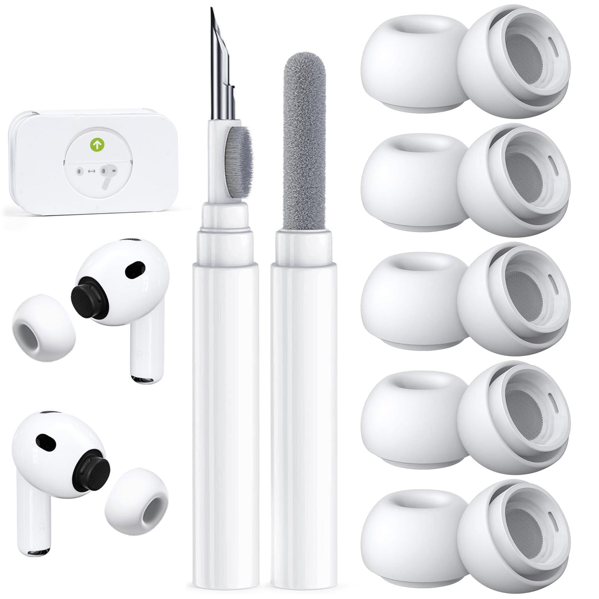 5 Pairs Replacement Ear Tips for AirPods Pro 3 (White)