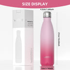 Stainless Steel Insulated Water Bottle, WATERSY Double Walled Metal Vacuum Flask Keep 24 Hrs Cold & 12 Hrs Hot Thermal Metal Sports Bottles 500ml BPA Free for Outdoor, Work, Gym, School (Black)