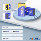 PKCELL Battery 6F22/PP3 (4 Pack) -9 Volt Square Batteries for Smoke Alarm
