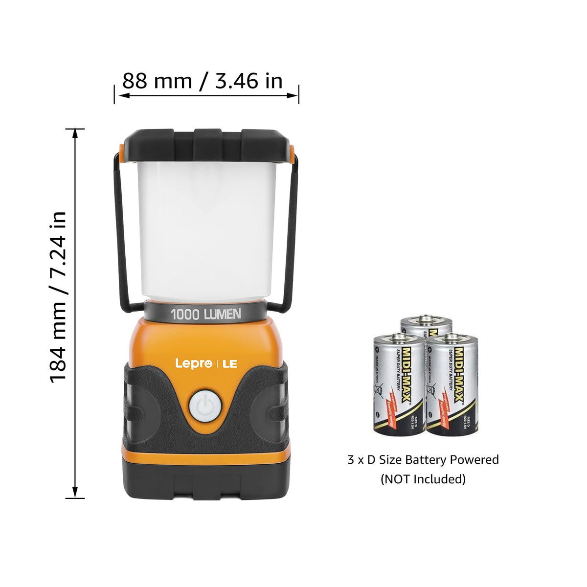 LE Camping Lantern Battery Powered, 1000lm Camping Light, Warm & Cool Lamp