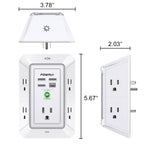 Multi Plug Wall Outlet Night Light, POWRUI 6 Outlet Extender & 3 USB Ports