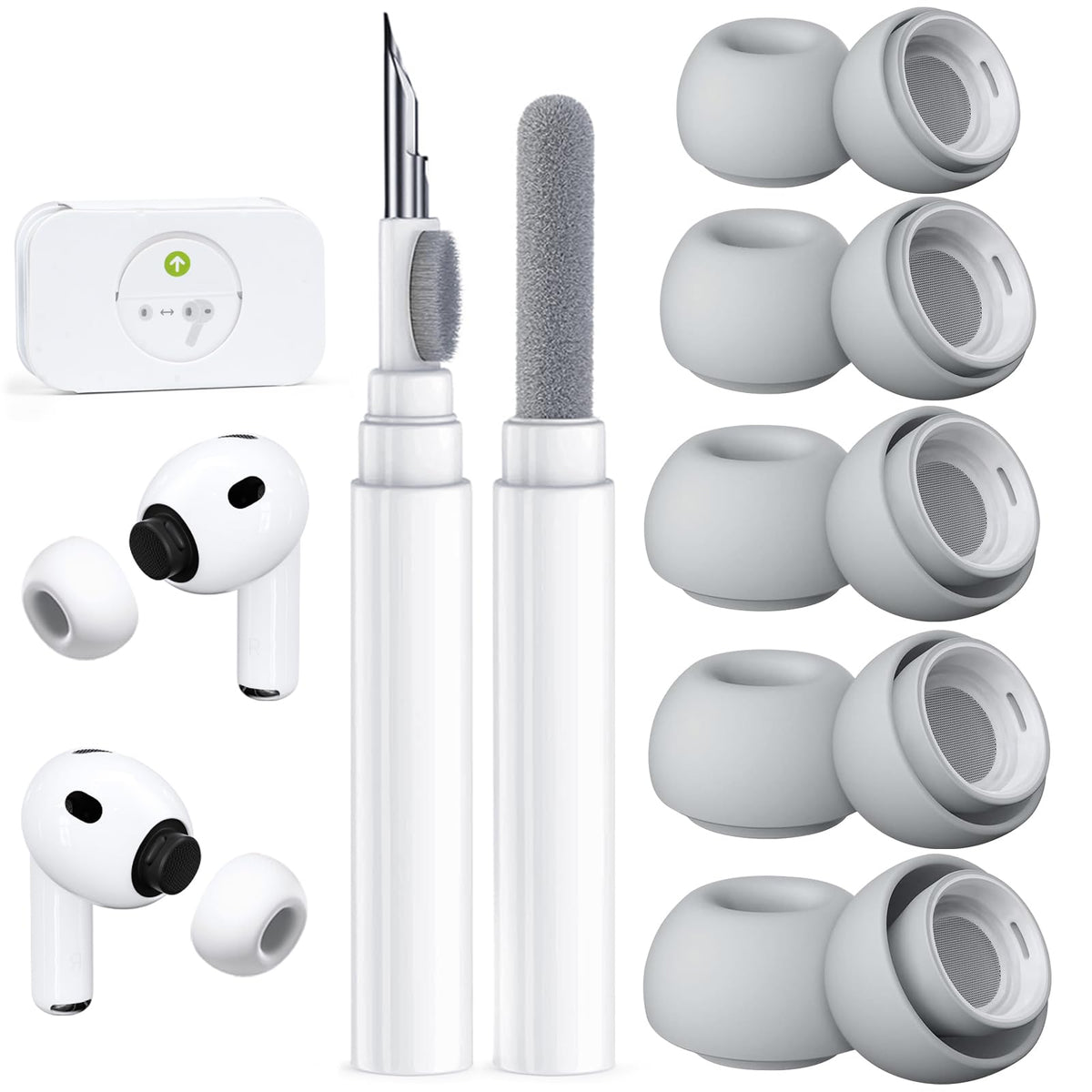 5 Pairs Replacement Ear Tips for AirPods Pro 3 (White)