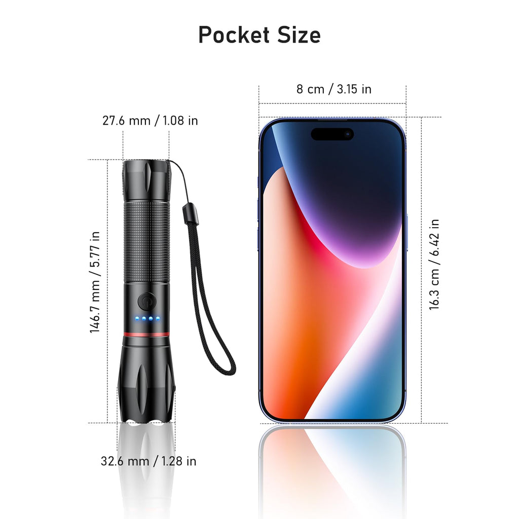 Blukar LED Torch Rechargeable, 2000L Super Bright Flashlight with 5 Modes