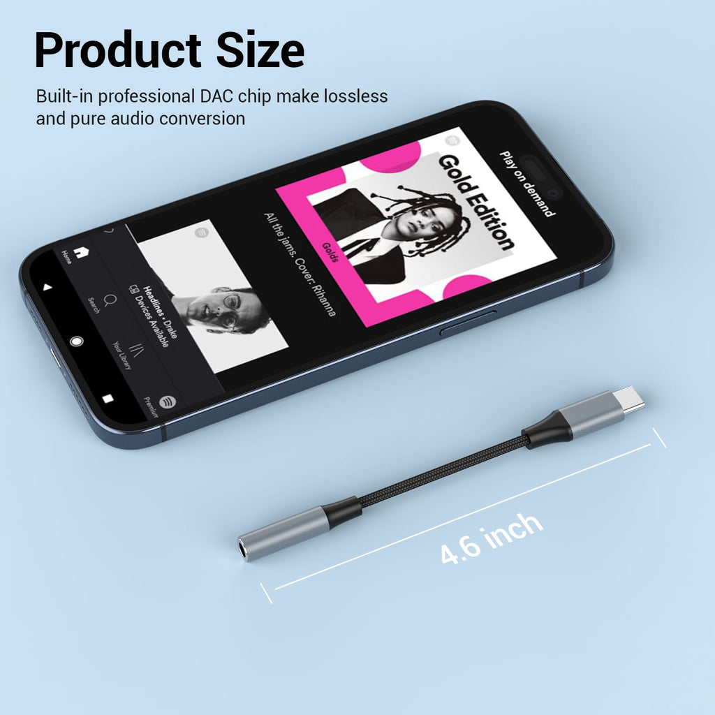 2pcs USB C to 3.5mm Female Headphone Jack Adapter