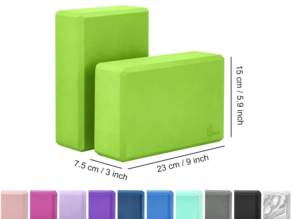 EXERZ Yoga Blocks 2pcs Gym Bricks -Comfortable Fitness Yoga Bricks, Anti-Slip, Lightweight and Travel Friendly Pilates Practice