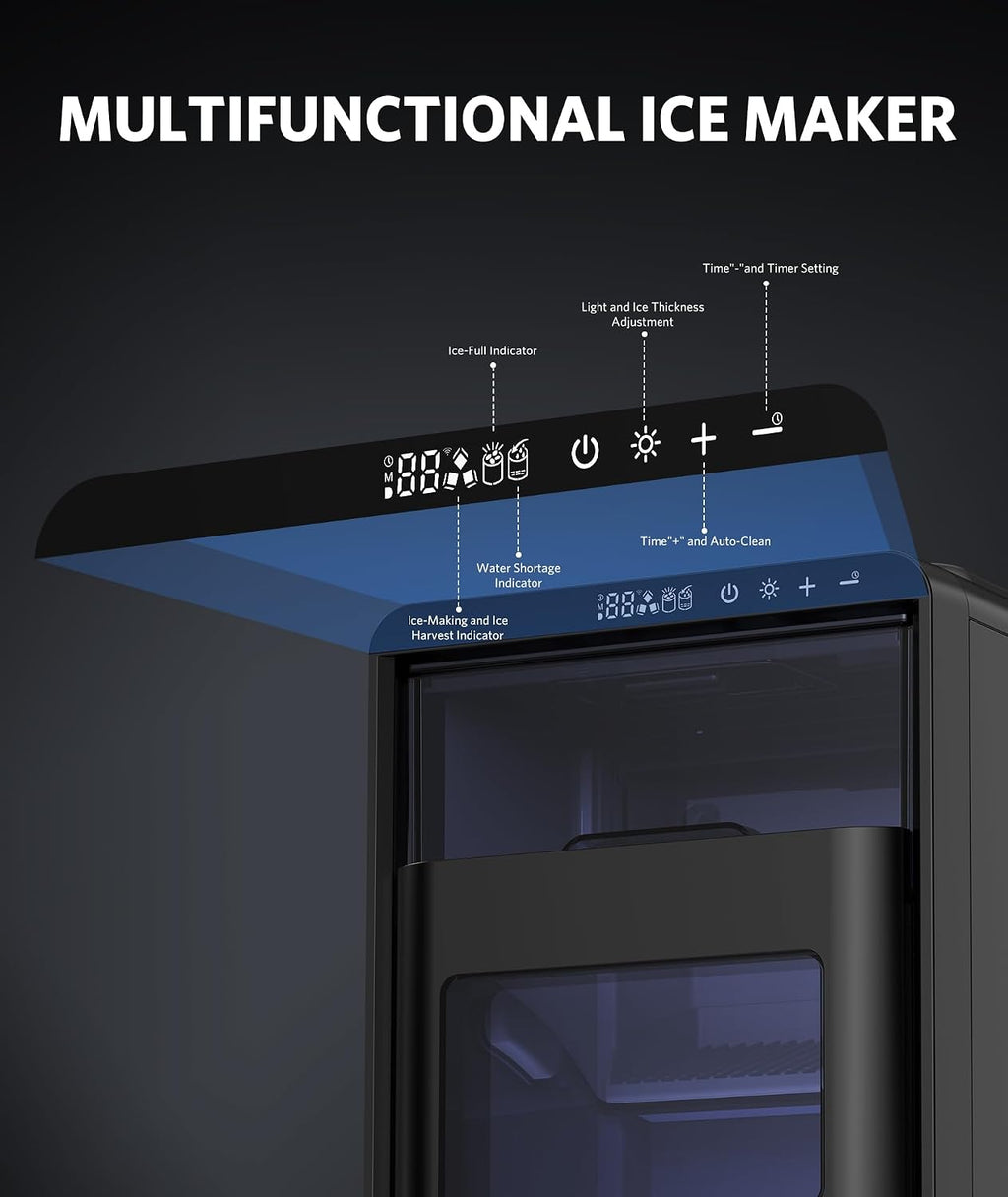 COWSAR Nugget Countertop Ice Maker, Automatic Ice Dispenser, 33 lbs/Day Chewable Pellet Ice Machine with Self-Cleaning & Measured Dispensing, Portable Ice Maker for Home, Kitchen, Office