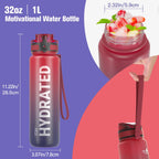 Sahara Sailor Water Bottle 1L, Leakproof Tritan Bottle with Time Marker
