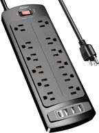 ALESTOR 6 Ft Surge Protector Power Strip with 12 Outlets and 4 USB Ports