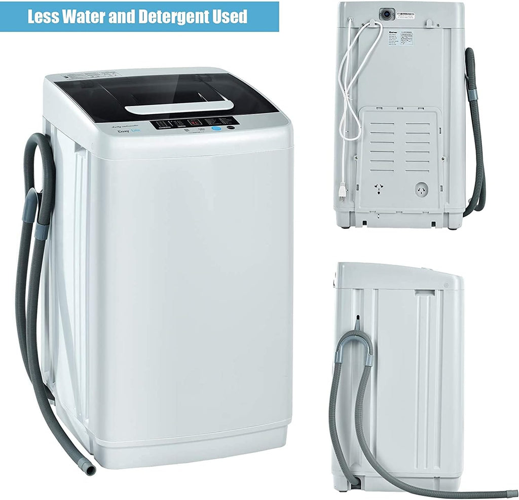COSTWAY 8.8LBS Portable Washing Machine, Full-Automatic w/Drain Pump, White
